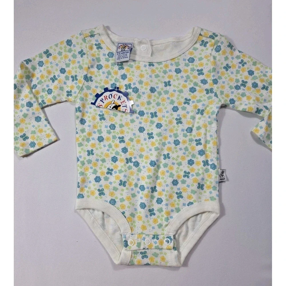 Vintage 90s Y2K Sprockets Baby Girls 2Pc Bodysuit Set 3/6M NWT
